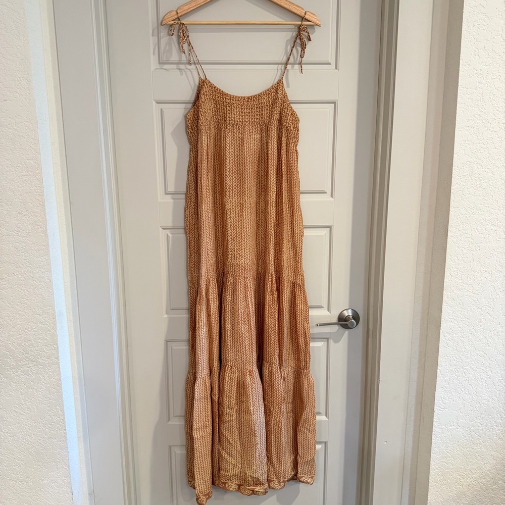 Natalie Martin Melanie 100% Silk‎ Brown Maxi Dress Size Small